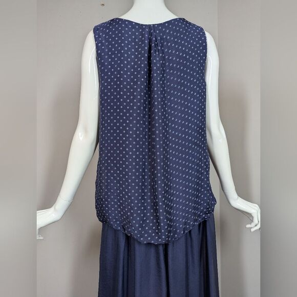 Bella Italy Navy Silk Layered Maxi Dress Sz M - Picture 6 of 12